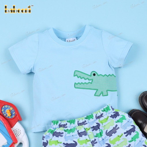 Crocodile Applique Clothing Set For Boy - BB3155